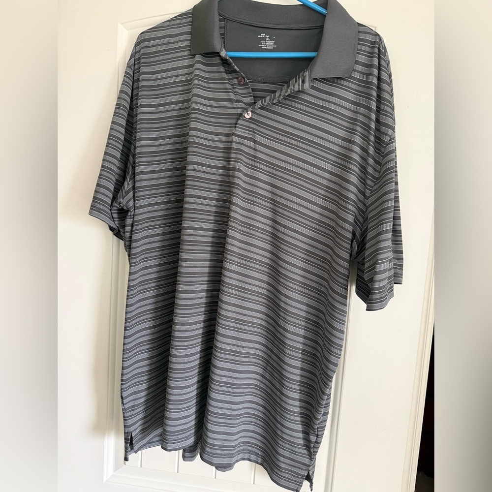 BCG Men's Polo Shirt in Dark Gray Stripes